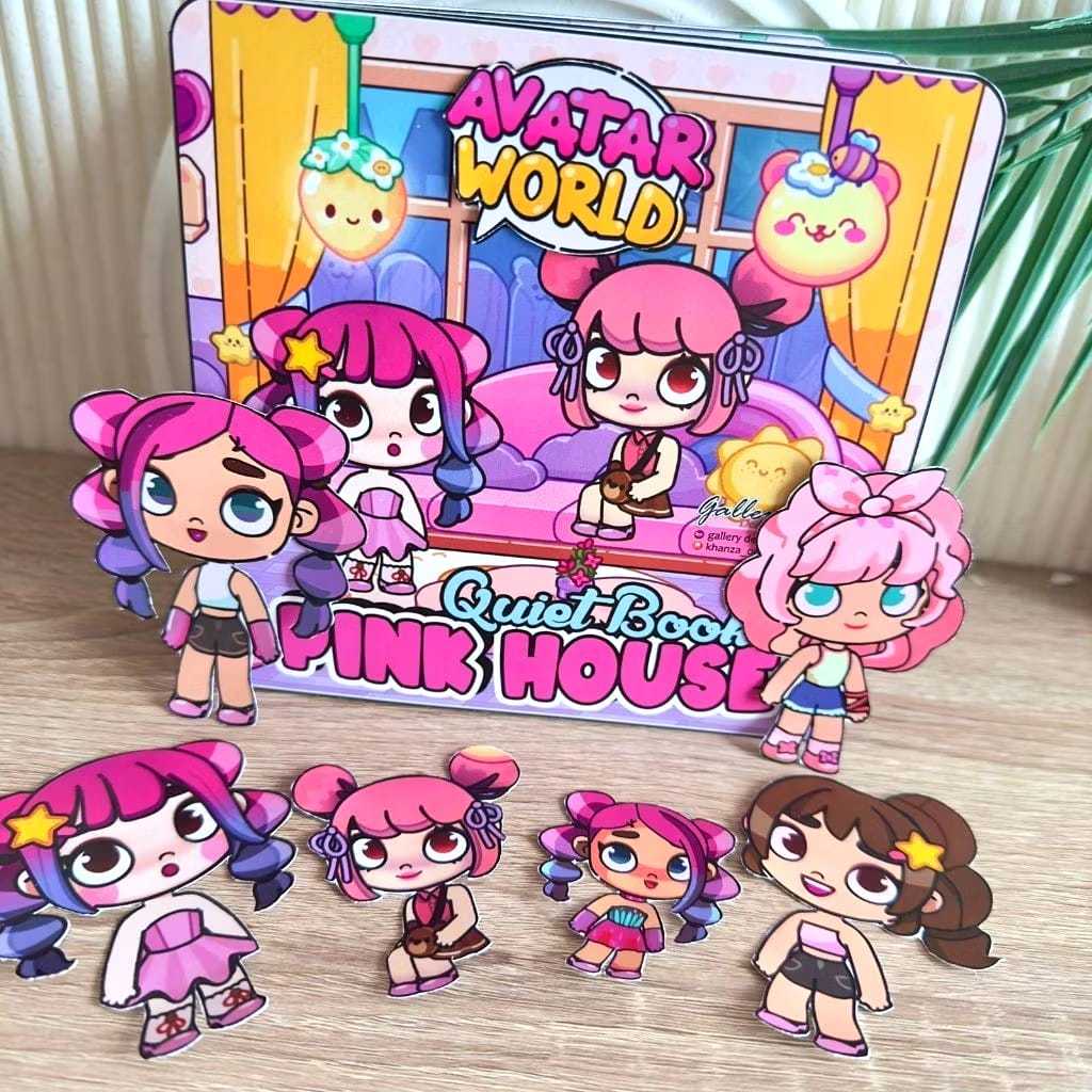 Avatar Pink House Mainan Edukatif Anak Perempuan Paper Doll House Toca Boca Boneka Kertas