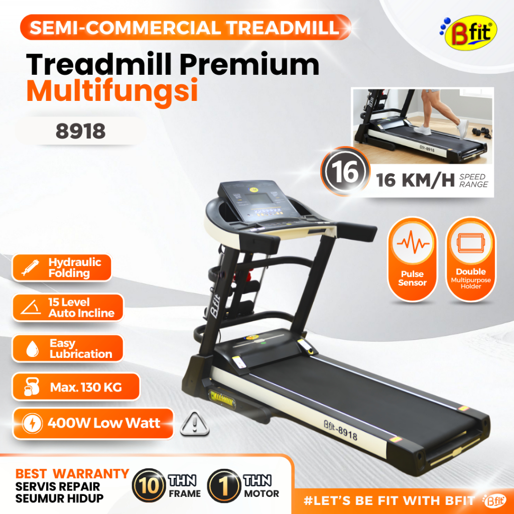 (JAKARTA) BFIT 8918M Motorized Treadmill Listrik Multifungsi