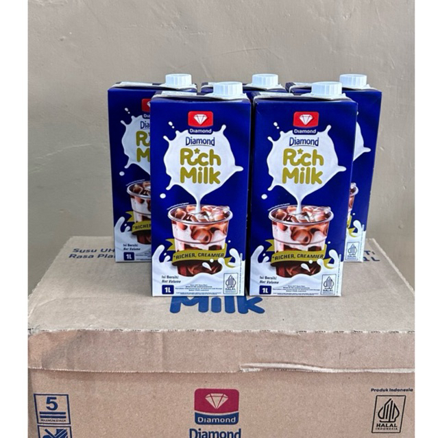 diamond rich milk susu uht 1 liter full cream 1 karton 12pcs