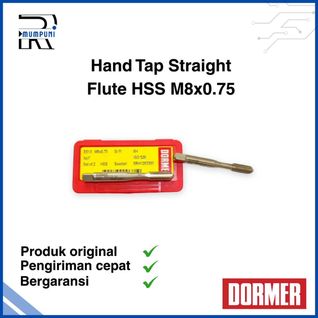 Hand Tap Straight Flute HSS M8x0.75