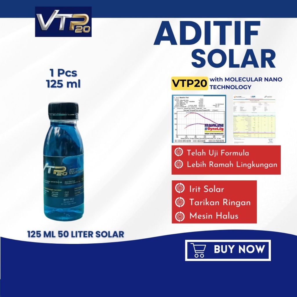 Aditif  Solar VTP20 – Penghemat BBM & Peningkat Performa Mesin Diesel Botol 125 ml