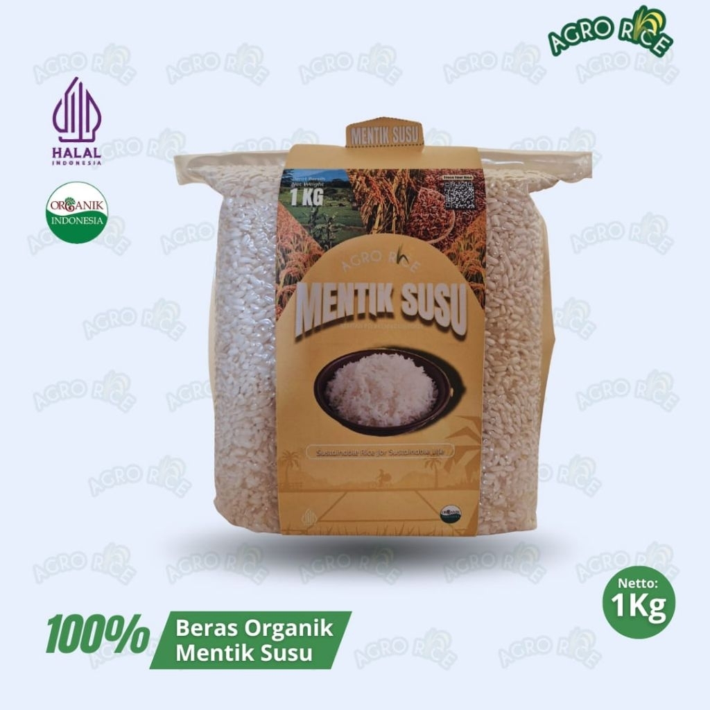 Beras Mentik Susu Organik Agro Rice 1Kg (Vakum) - Mirip Beras Jepang (MPASI)