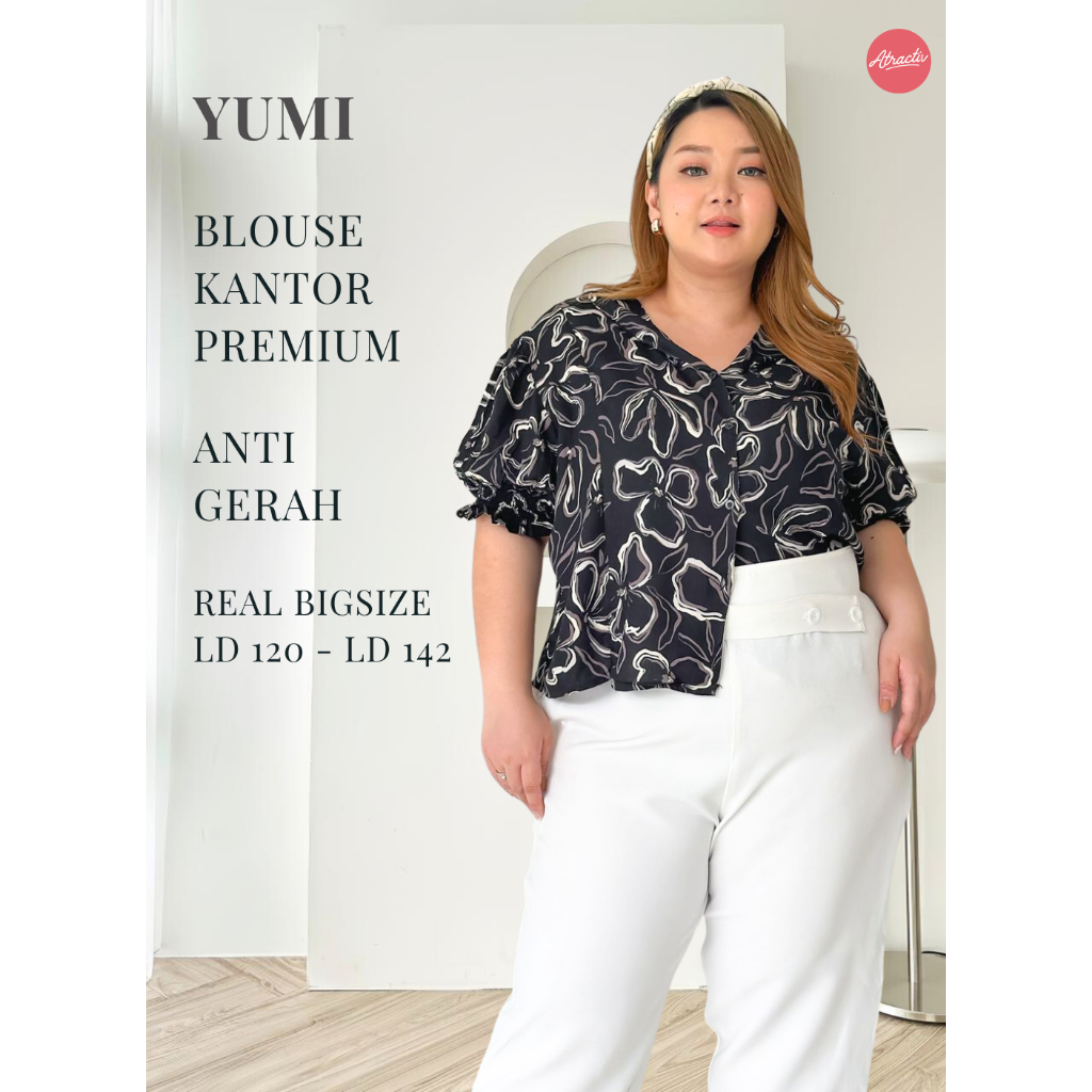 ATRACTIV Blouse Motif Jumbo Wanita LD120 LD130 LD142 Blouse Floral Jumbo Wanita Yumi Blouse Motif Bl