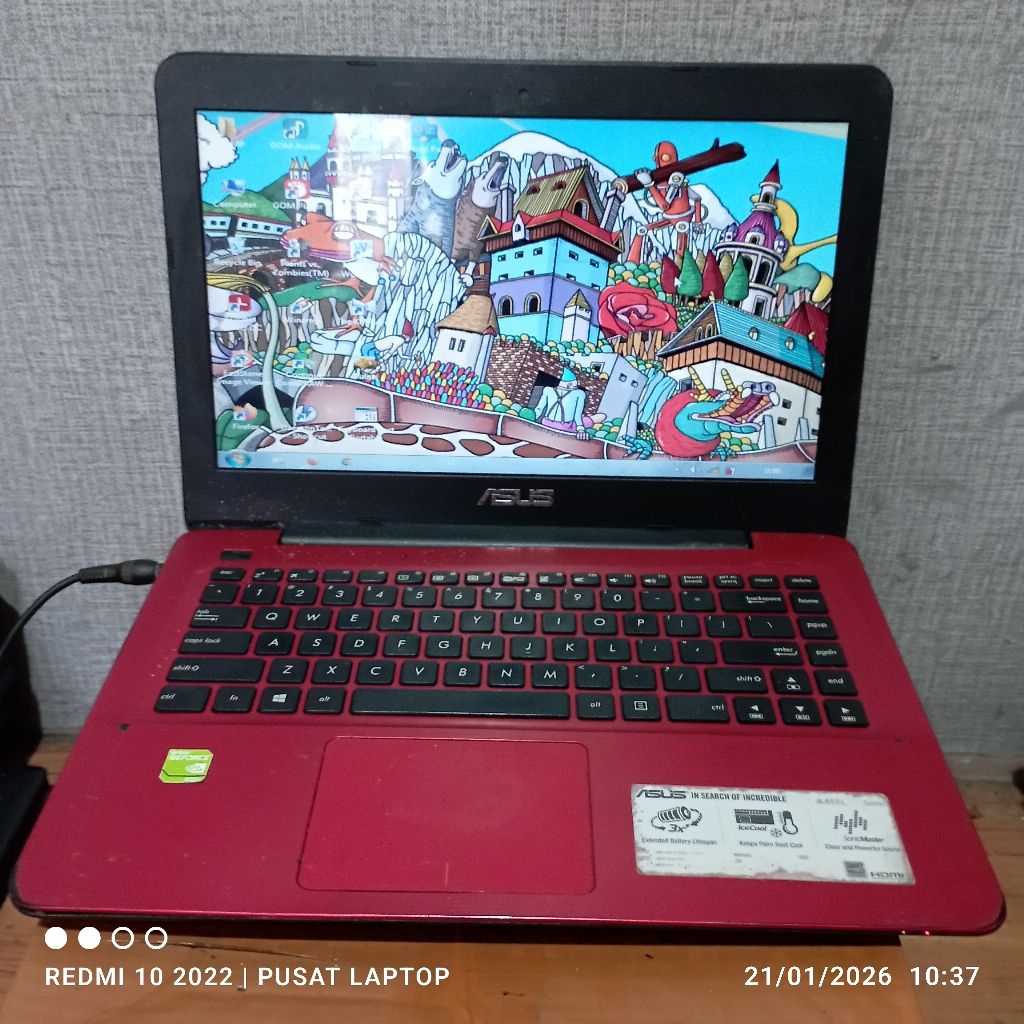 Laptop Asus A455L series windows 7 Prosesor Intel Core i3  Ram2gb DDR3 Hrd320 Lcd14in mesin normal t