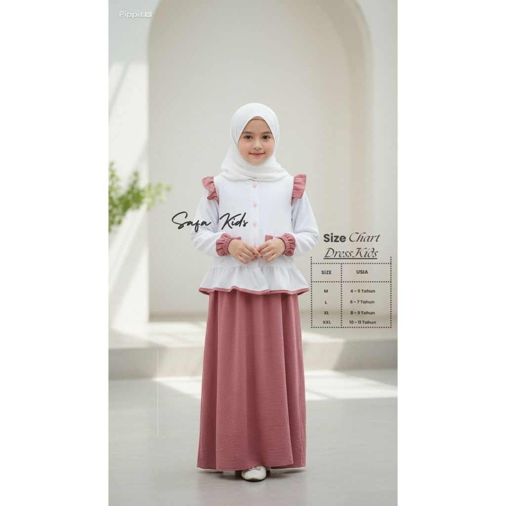 BAJU GAMIS ANAK SAFA KIDS BAHAN CRINKLE AIRFLOW PREMIUM KEKINIAN