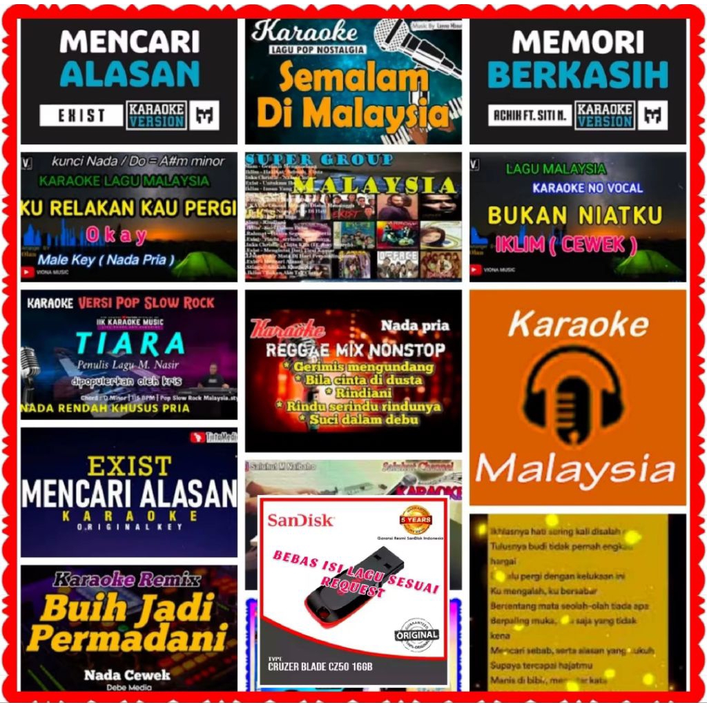 FLASHDISK ISI LAGU 16GB FULL ISI LAGU KARAOKE MALAYSIA-USB FLASHDISK ISI LAGU KARAOKE MALAYSIA