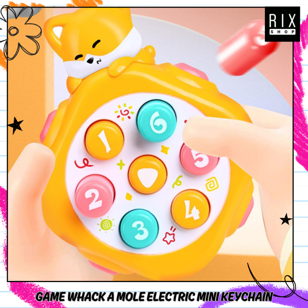 RIX Mainan Anak Game Whack A Mole Elektrik Mini Karakter - Gantungan Whack A Mole