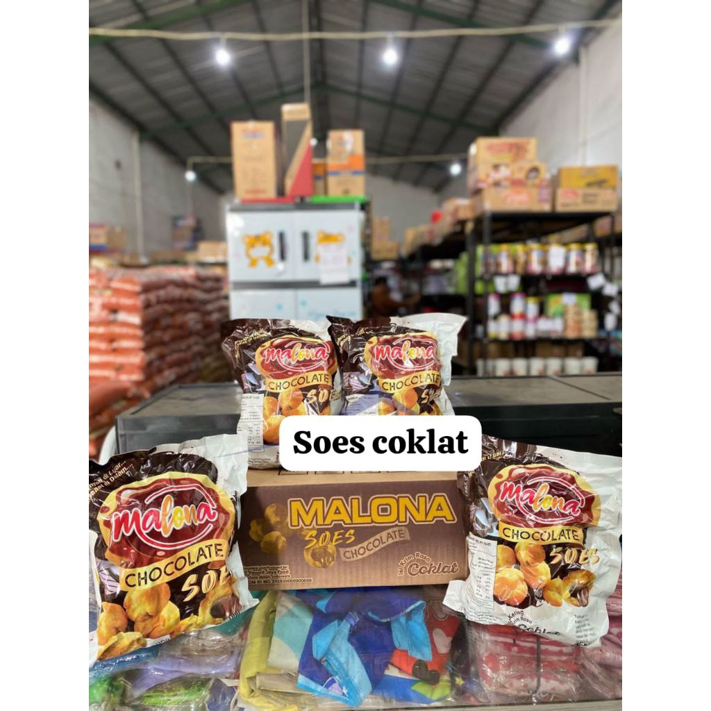 soes coklat malona 1 dus isi 4 kemasan 500gr/kue lebaran grosir/soes coklat grosir