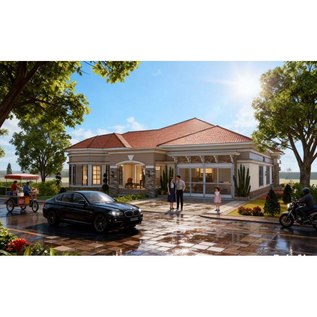 Rumah klasik modern 5 kamar tidur, jasa desain rumah 3D sketchup.