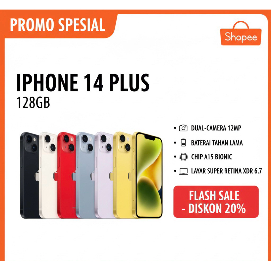 iphone 14 plus resmi becukai 128gb fulset second