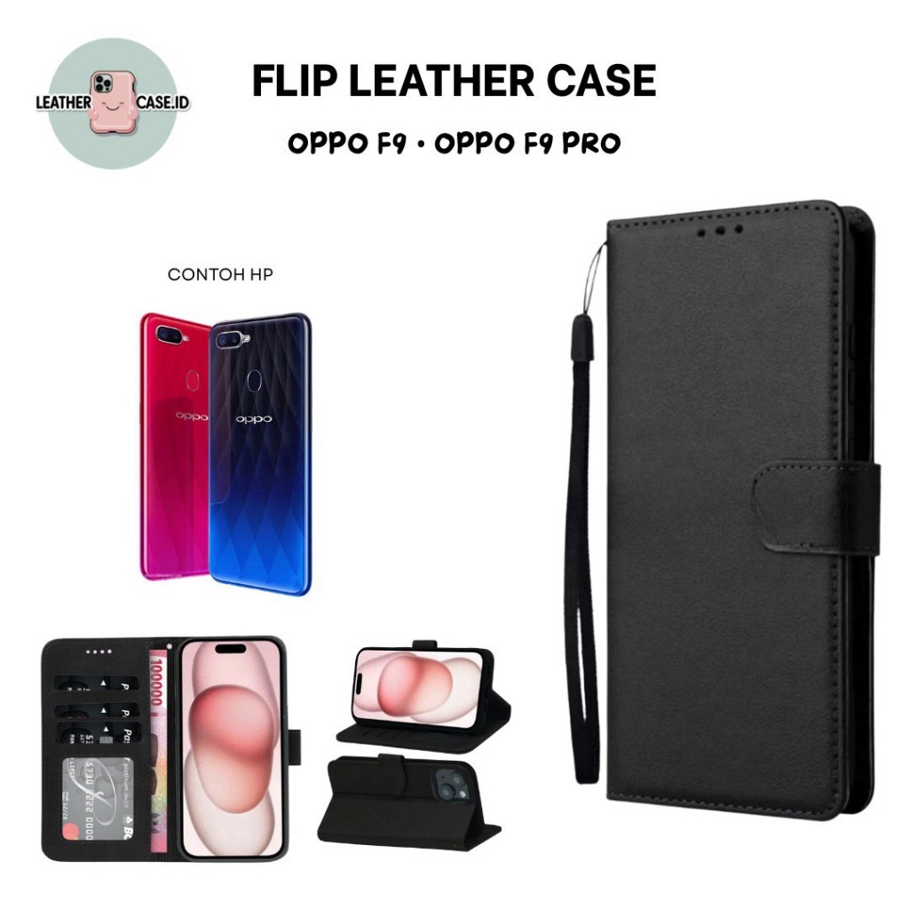 Flip Case Dompet Kulit Oppo F9 Pro / Wallet Leather Cover Magnet / Casing HP Stand Slot Kartu