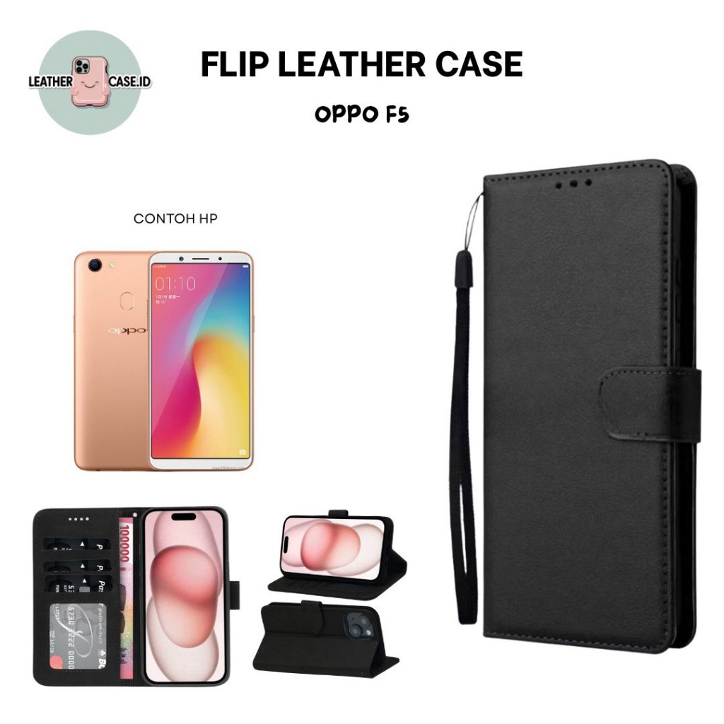 Flip Case Dompet Kulit Oppo F5 / Wallet Leather Cover Magnet / Casing HP Stand Slot Kartu