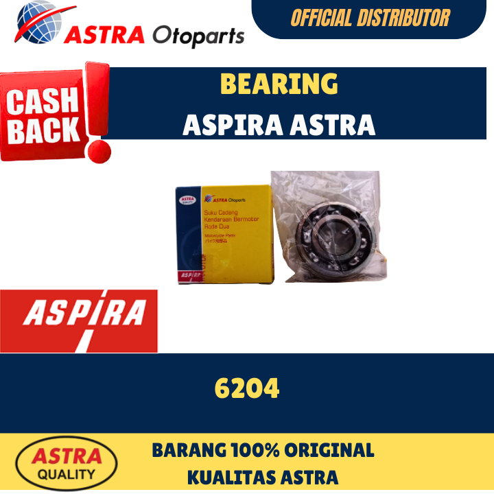 Bearing 6204 Aspira 11-6204/Laher 6204 Original Murah