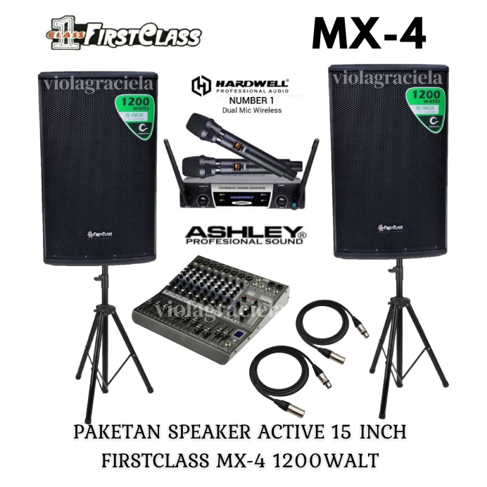 PAKET SOUND SYSTEM KARAOKE SPEAKER FCA-MX4 LENGKAP MIXER,MICROPHONE INDOOR-OUTDOOR LIVE MUSIC 15INCH