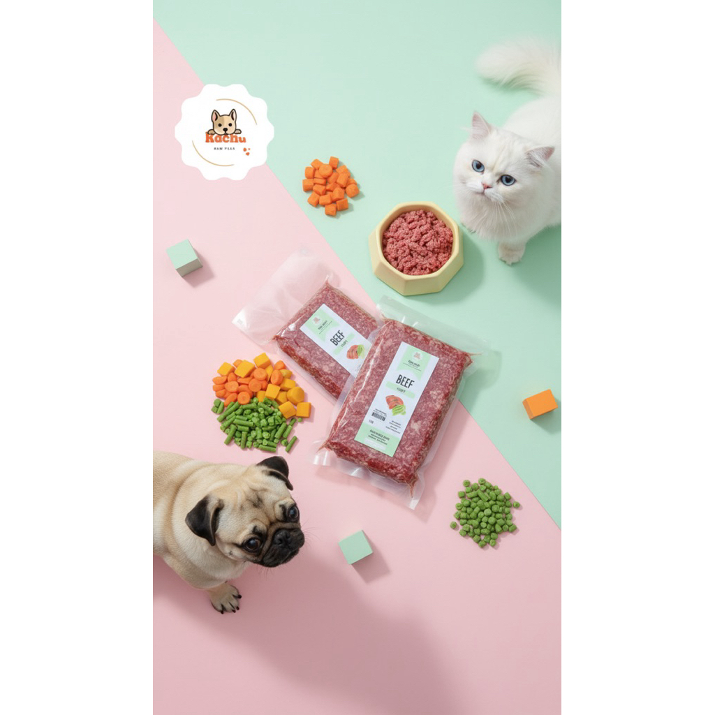 Raw Food Beef Veggie // Racha Raw Food // Makanan Sapi Giling untuk Anjing dan Kucing