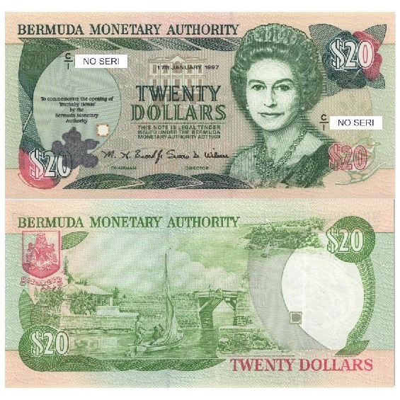 20 Dollar Bermuda Tahun 1997 Souvenir Replika Repro