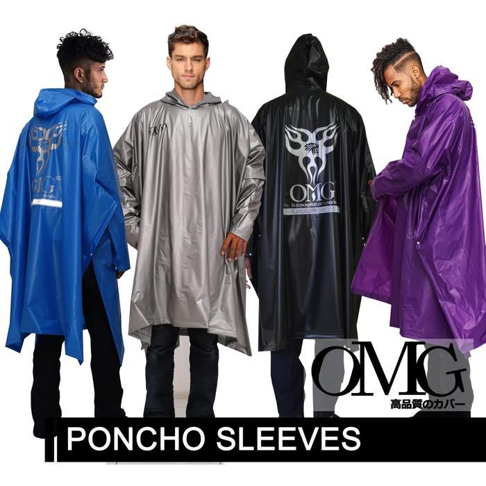 Jas Hujan OMG Poncho Lengan Karet PVC 100% Waterproof Ponco Raincoat Dewasa Besar Jas Hujan Raincoat Motor Waterproof Poncho Sleeves