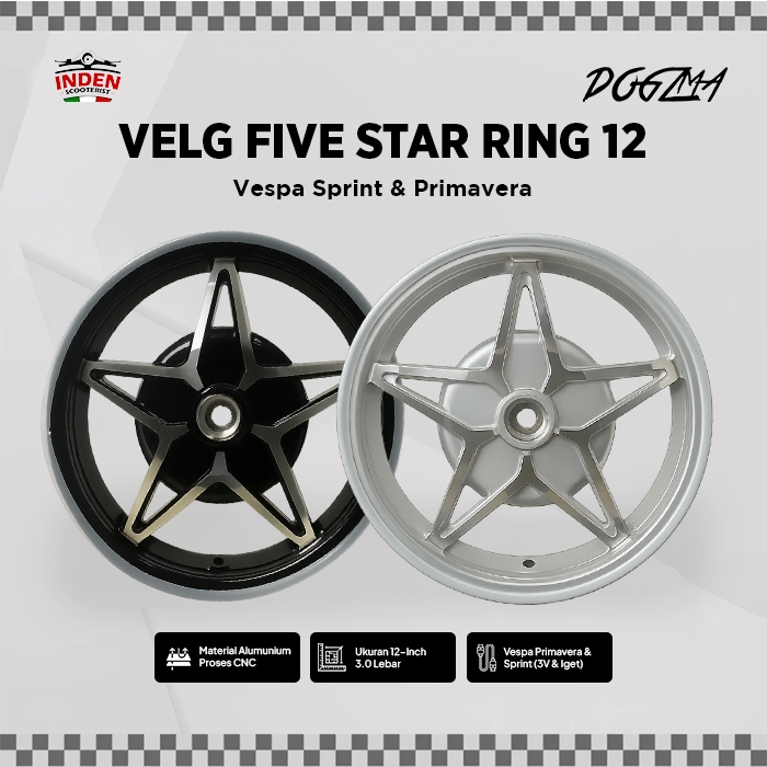 DOGZMA Velg Vespa Five Star  Sprint Primavera S LX 150 Ring 12