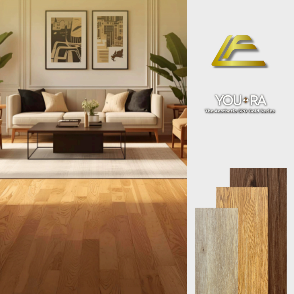 Lantai SPC Youra Gold Series 7 mm | Lantai SPC Motif Kayu Estetik