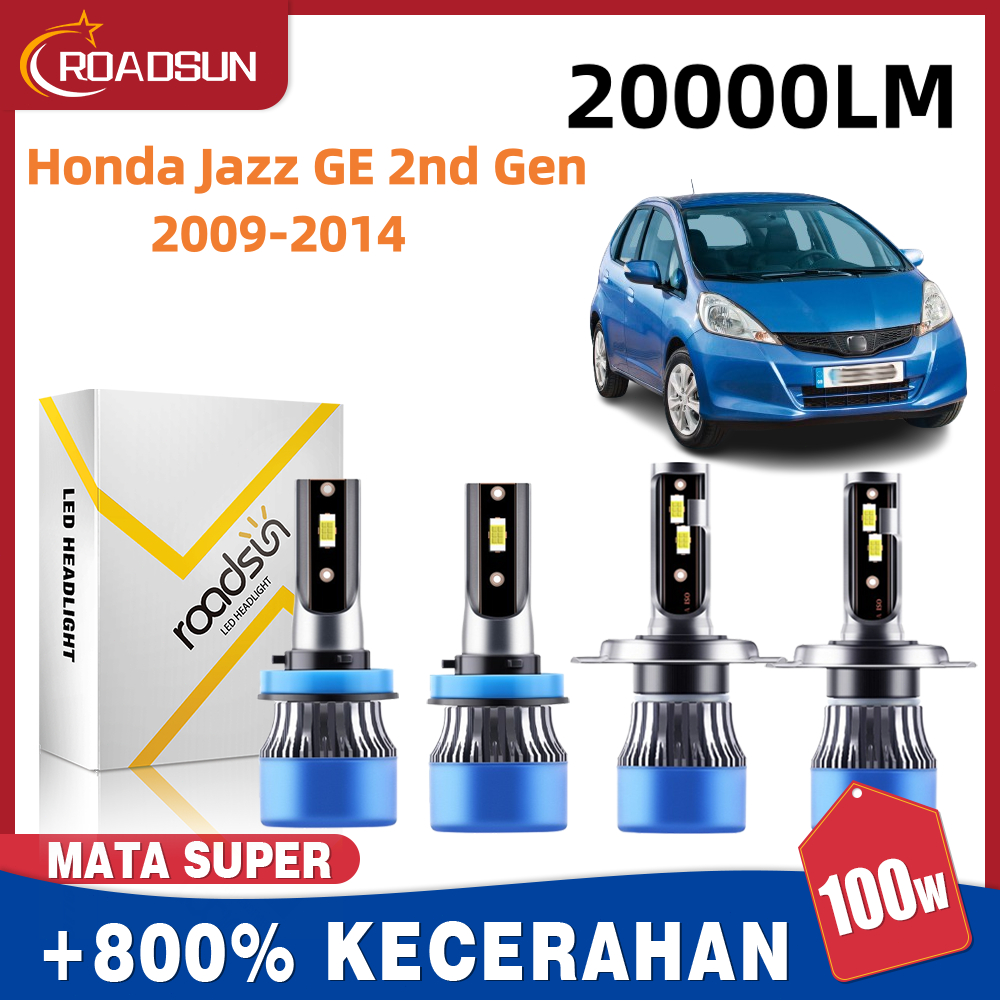 Roadsun 2 Pcs Led Super Terang Lampu Depan Mobil Bohlam Lampu Kabut Balok For Honda Jazz GE 2nd Gen 