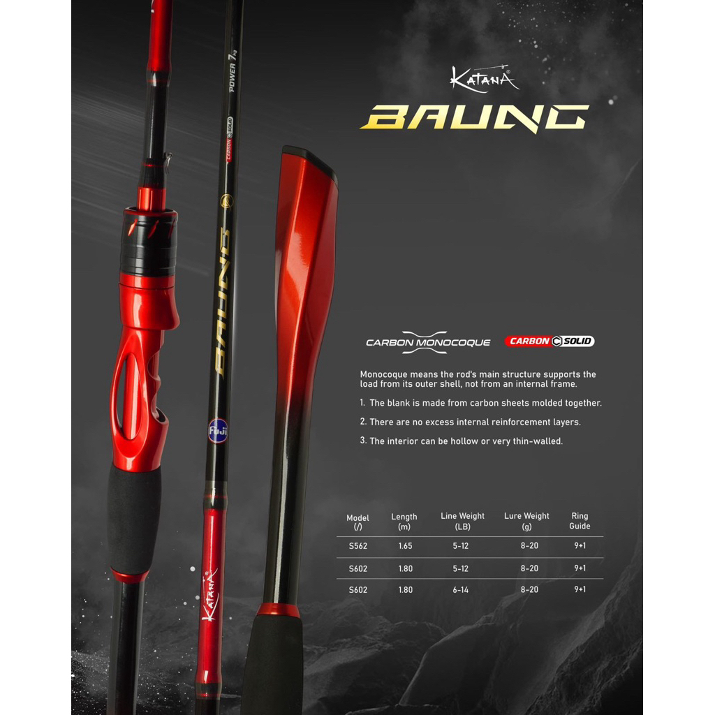 JORAN KATANA BAUNG SOLID CARBON RING FUJI 150cm 165cm 5-12lb