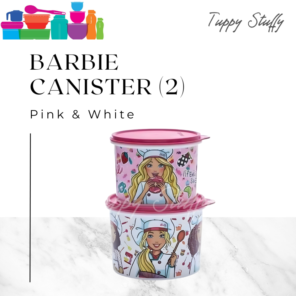 Tupperware Barbie Canister (2) | toples snack cantik pink motif barbie