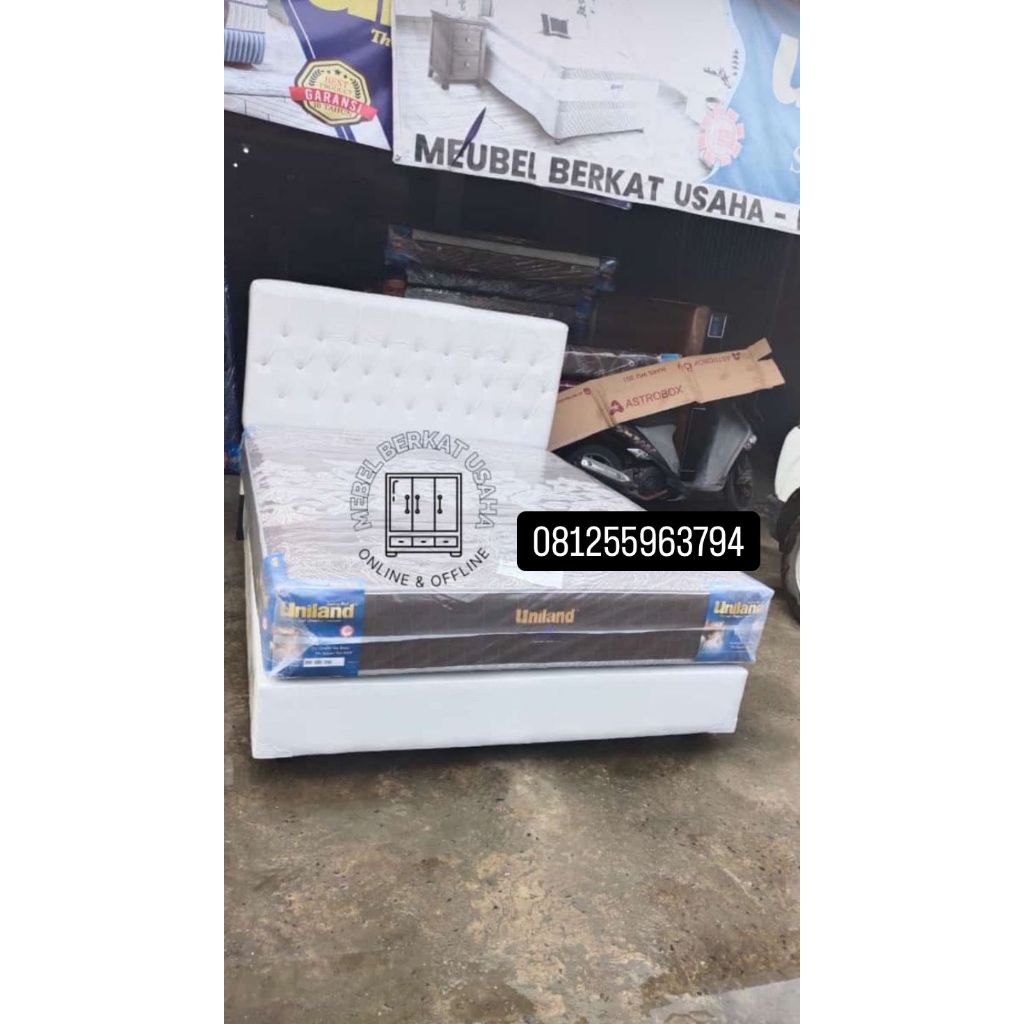 Set Dipan + Kasur Springbed Uniland Paradise Tebal 28 cm