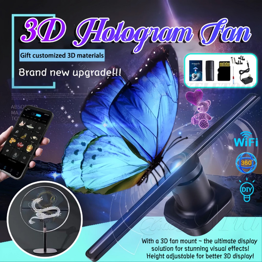 Animasi 3 Dimensi  Proyektor Kipas Hologram 3D LED Fan Hologram Display Kipas Hologram Mesin Iklan K