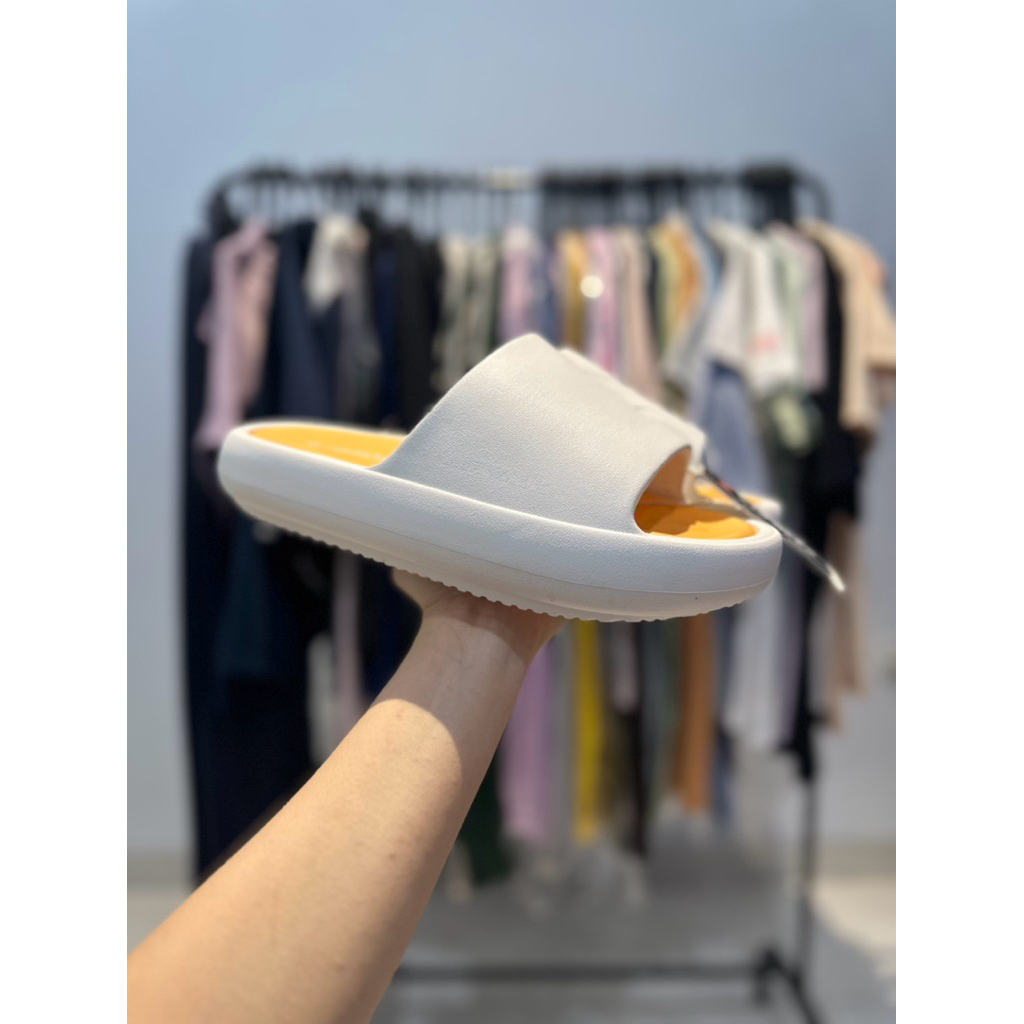 SANDAL WOMEN AIRWALK SLIP ON AIW DELLA SLIDES AIWSL250411W OFF WHITE ORANGE ORIGINAL SENDAL AIRWALK