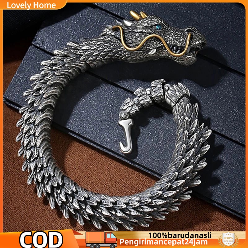 Gelang Kepala Naga yang ramping Gelang Lengan Naga Perak yang elegan Manset Naga yang gagah untuk Pr