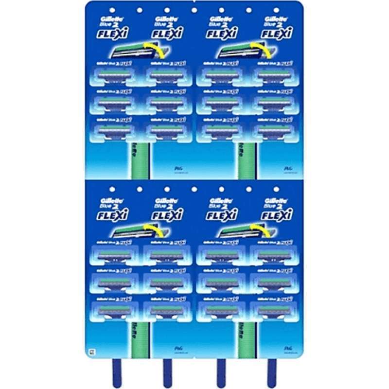 GROSIR Pisau Cukur Gillette Blue 2 Flexi 24 pcs - Kepala Goyang, Strip Pelicin,