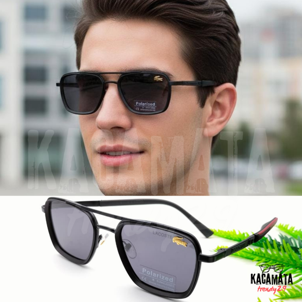 KacamataTrendy Terbaru Kekinian 8260 Polarized Sunglasses Black Red Bisa Ganti Lensa Sesuai Resep