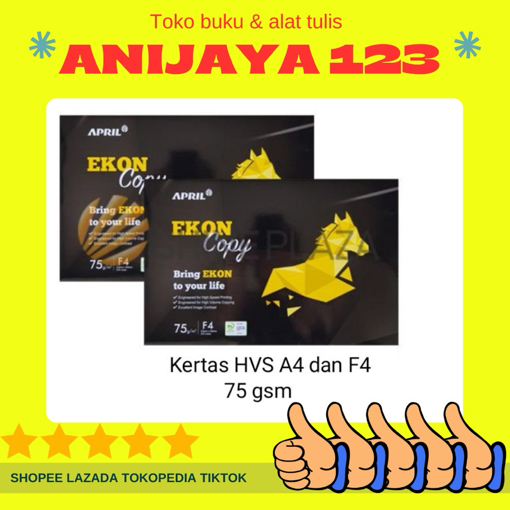 EKON | Kertas HVS 1 Rim | A4 | 75 gsm hvs ekon a4 1 rim isi 500lembar