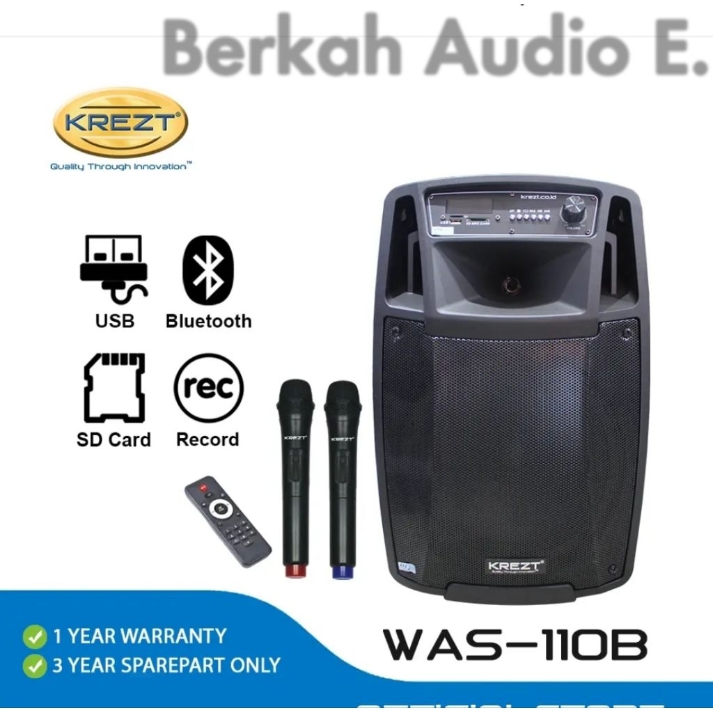 Speaker Aktif Portable Wirelles KREZT WAS 110B Original