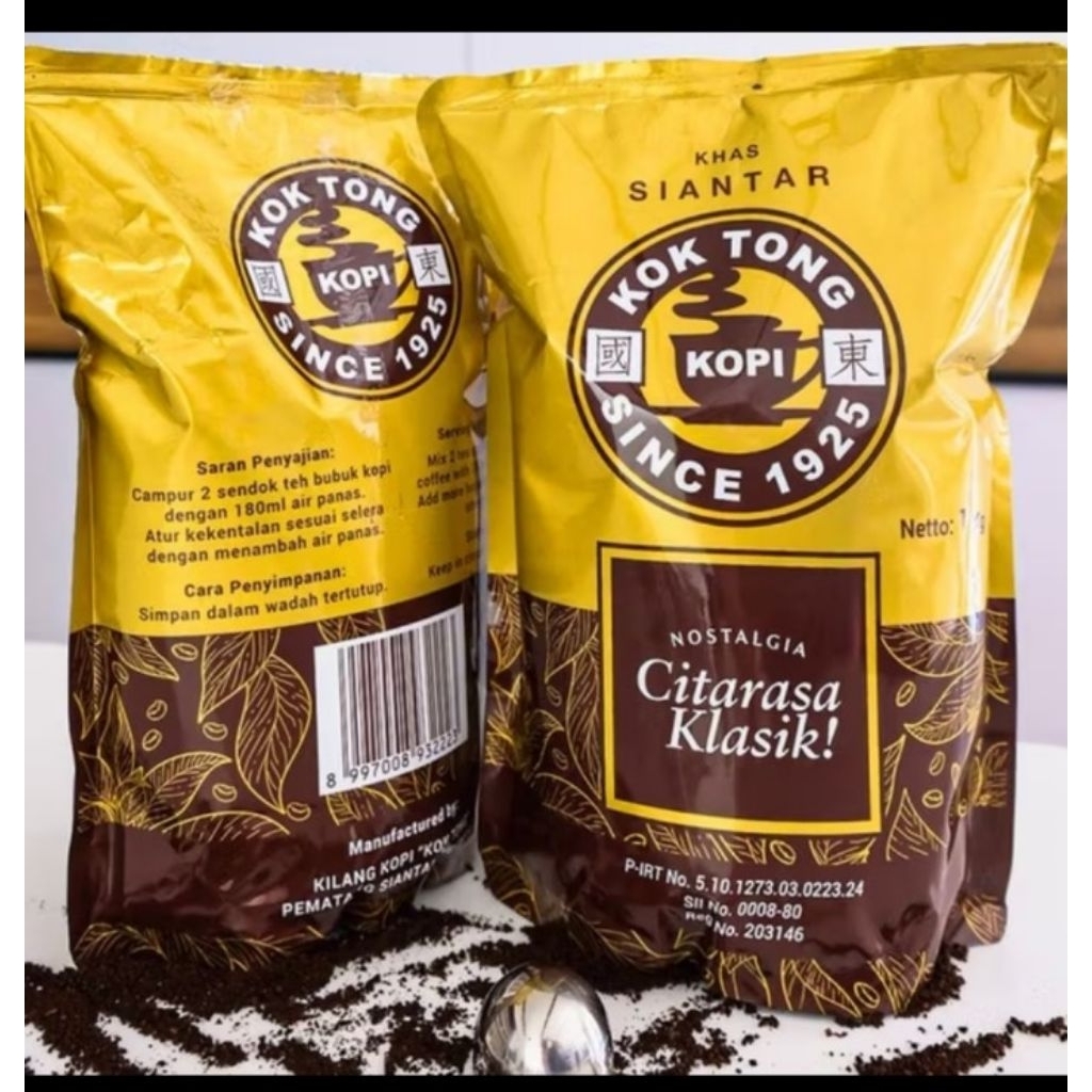 Bubuk Kopi Kok Tong Premium 1kg - Legendaris, citarasaklasik ,Sangrai Tradisional