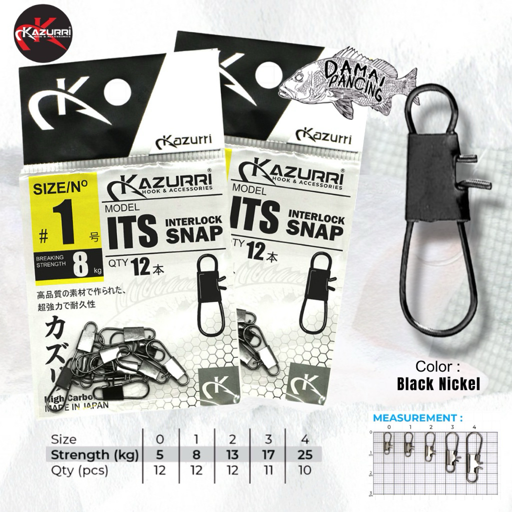 Interlock Snap Peniti Pancing Casting Rangkaian Pancing Kuat High Carbon Steel Black Nickel Kekuatan