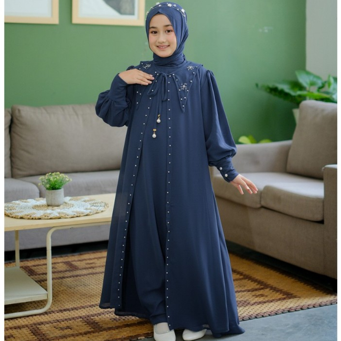 Gamis Anak Ceruty Babydoll Mewah Little Z Helwa Set Syar'i Premium l Set Gamis Anak Perempuan