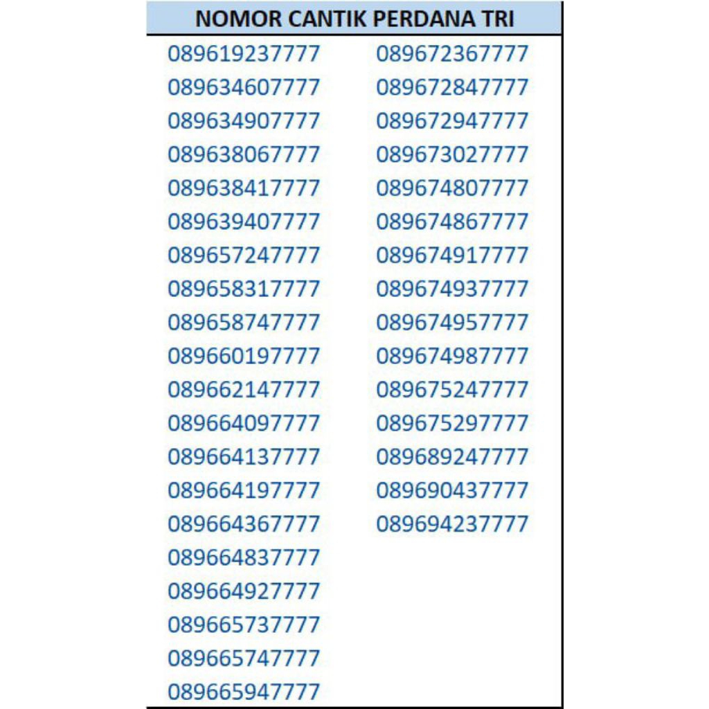 Perdana TRI Nomor Cantik