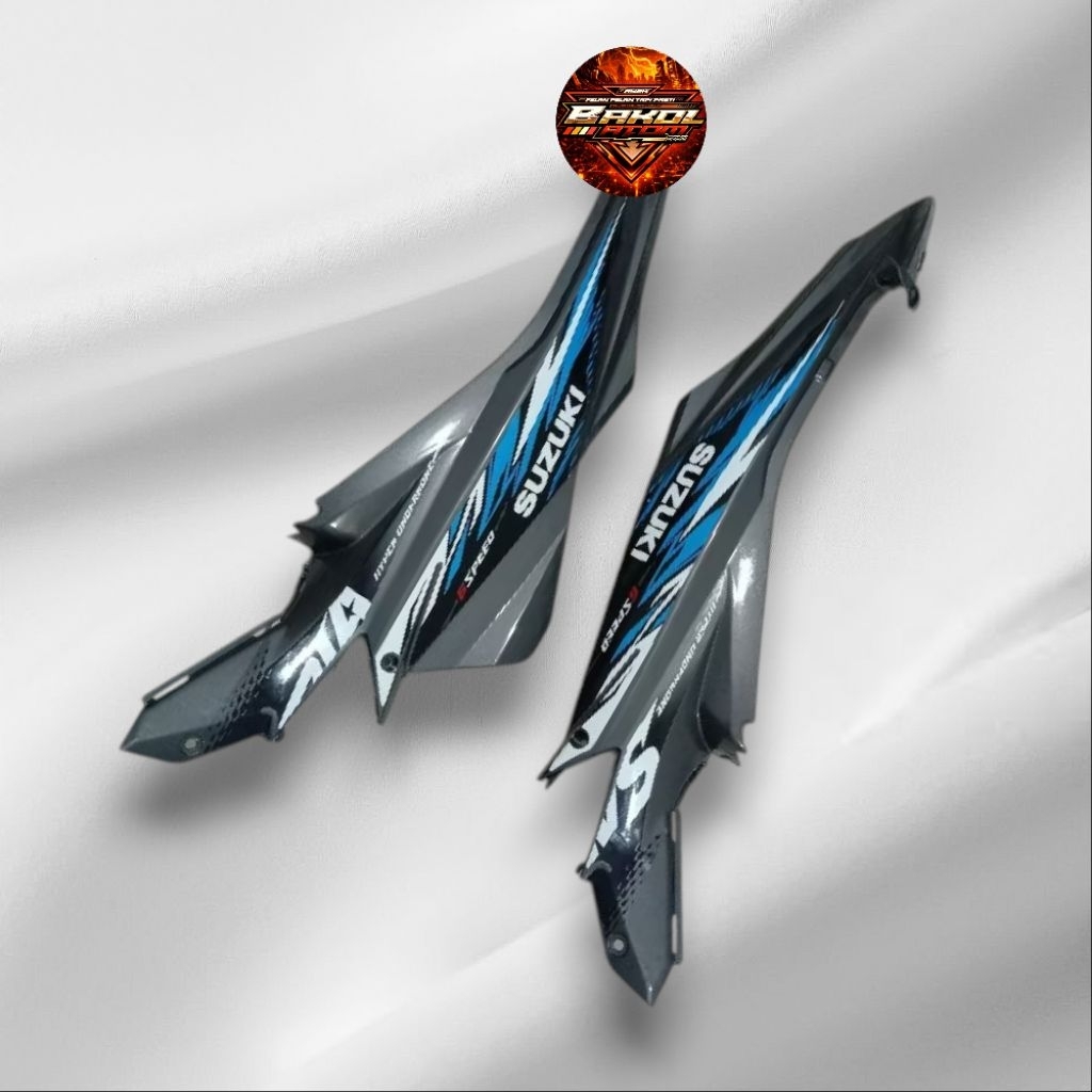 COVER BODY SATRIA FU FACELIFT TAHUN 2014 WARNA ABU ABU PLUS STRIP