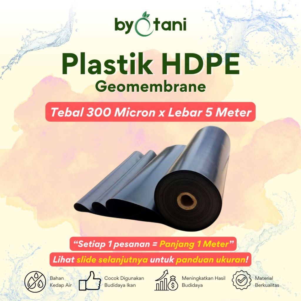 Plastik HDPE Geomembrane Tebal 300 Micron Lebar 5 Meter