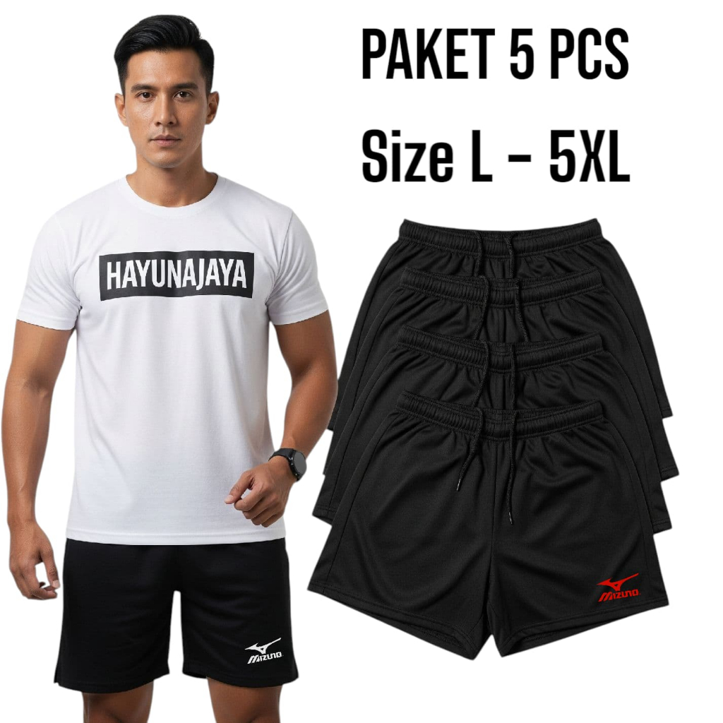 (Paket 10pcs) celana Futsal pria wanita jumbo celana olhraga pendek pria jumbo Kain Hitam