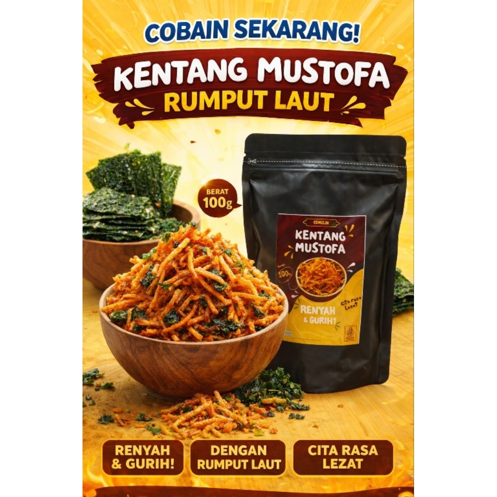 cemilin kentang mustofa rasa rumput laut 100g kering kentang awet oleh-oleh jakarta teman makan nasi