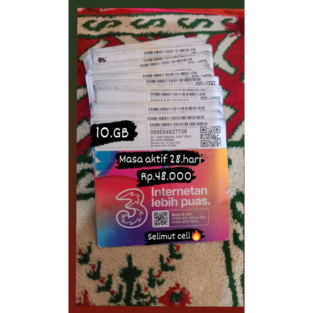 kartu paket Data internet Tri 8.GB,10.GB,20.GB,26.GB,35.GB,42.GB,70.GB all internet nasional
