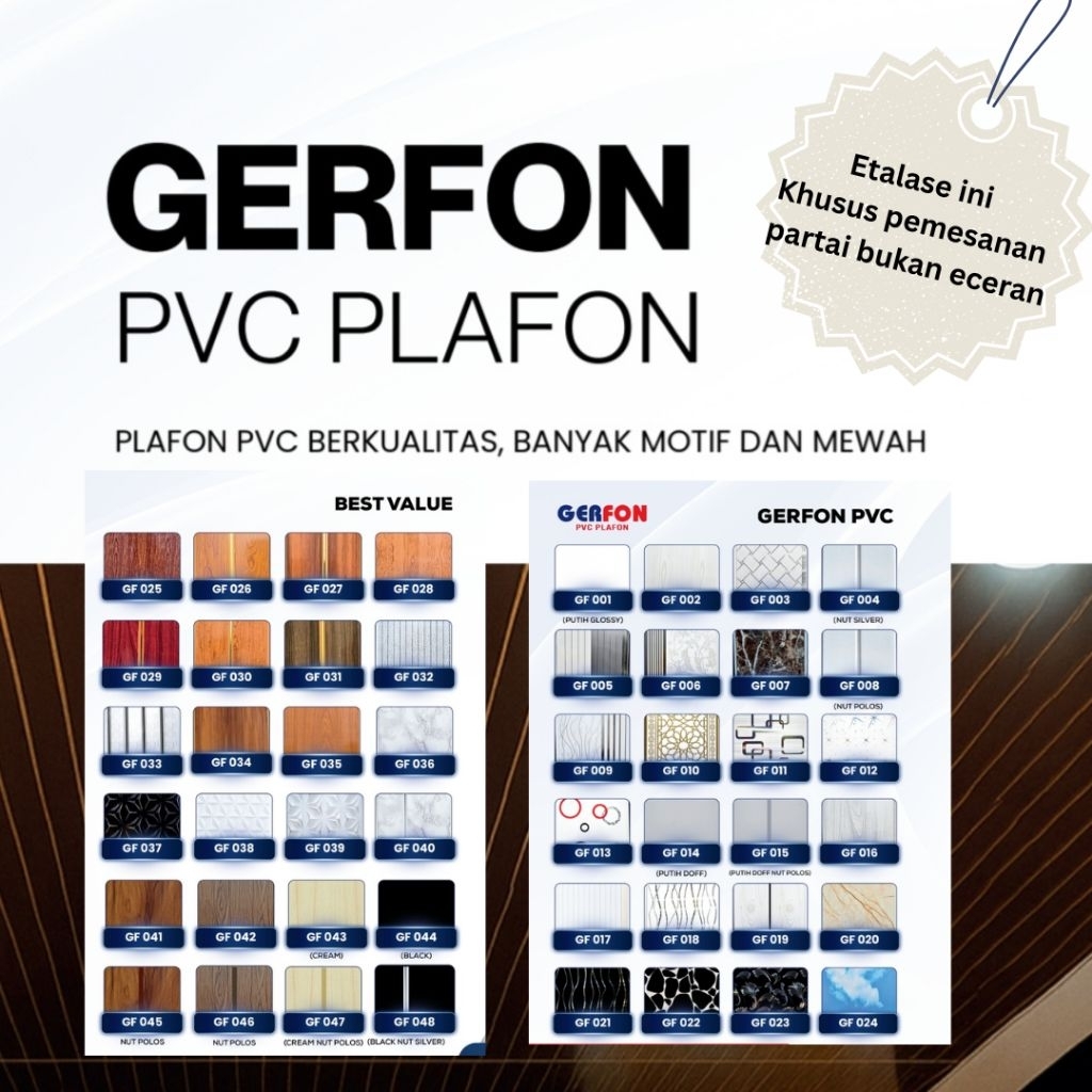 PROMO  GERFON - PLAFON PVC PANJANG 4 METER PER DUS ISI 15 LEMBAR BANYAK MOTIF