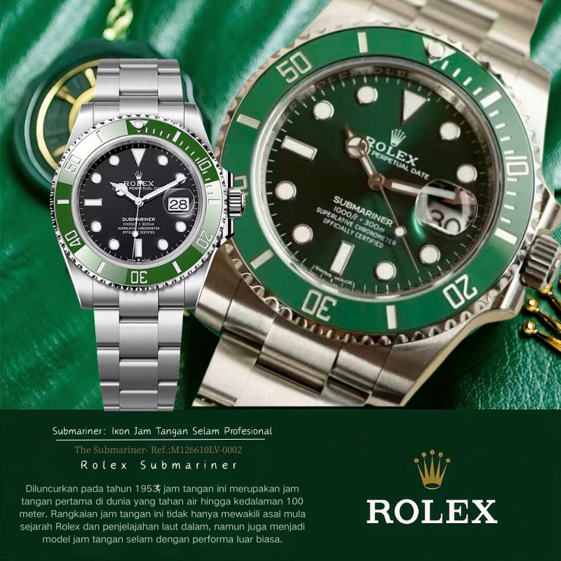(100% Rolex Asli) Cash on Delivery Rolex Oyster Perpetual Submariner‌ 41mm Jam Tangan Rolex PriaM126