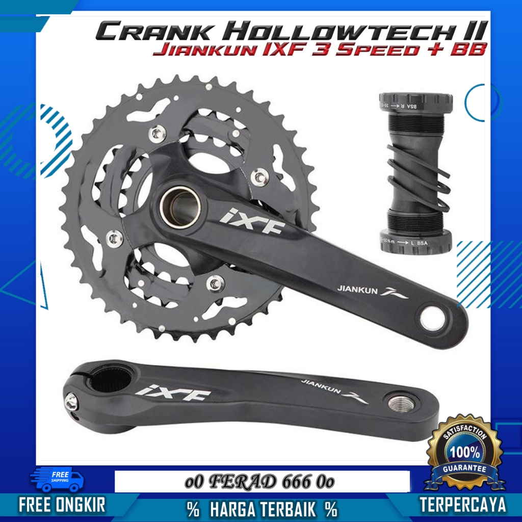 Crankset Crank Hollowtech II HT2 Alloy Jiankun IXF 3 Speed Arm 170mm BCD 104