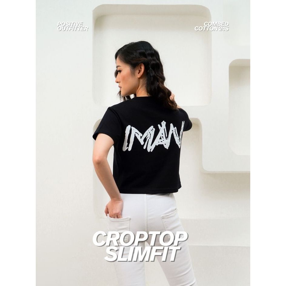 Tangan Pengharapan Official X Positiveoutfitte - Crop Top Slimfit Wanita Iman C106 - Cotton 24s Kaos