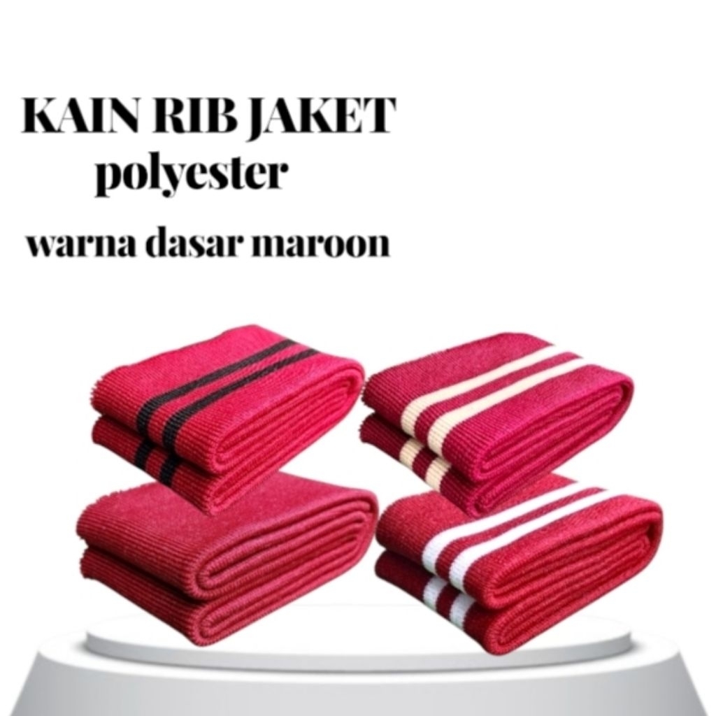 KAIN RIB POLYESTER Warna Maroon polos dan salur perlembar