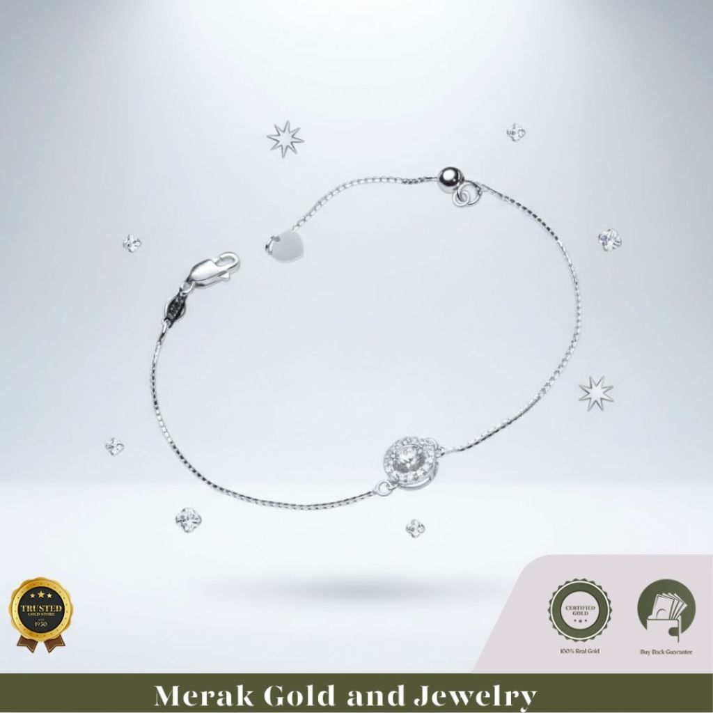 Merak Gold - Gelang Serut White Gold Model Chelsea | Emas Tua Kadar 17K