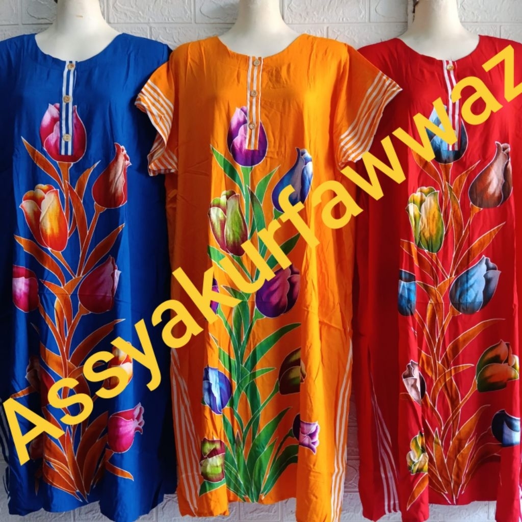 DASTER BATIK HENGKY MODEL KANCING MOTIF TULIP